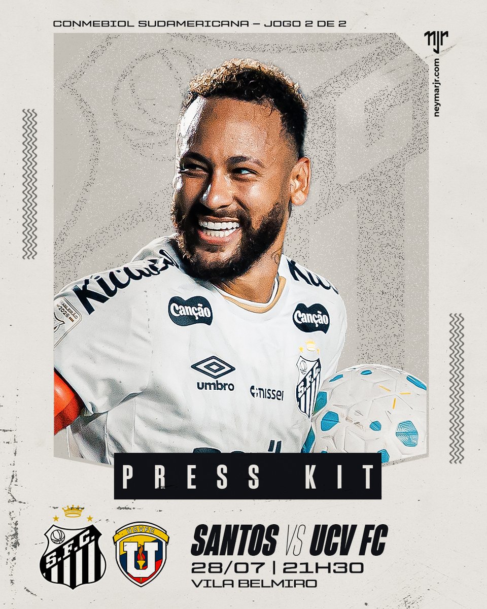 NeymarJrSite's tweet photo. PRESS KIT
⬜⬛ Neymar Jr 🆚 UCV 📈 #STATS
👉🏽 https://t.co/yFqpAZynnT
CONMEBOL Sudamericana | Playoff
▪Os números do craque ⚽📊
▪All you need to know ⚽📊
#neymar #neymarjr #santos #presskit #nrsports https://t.co/91BSeFt3S2