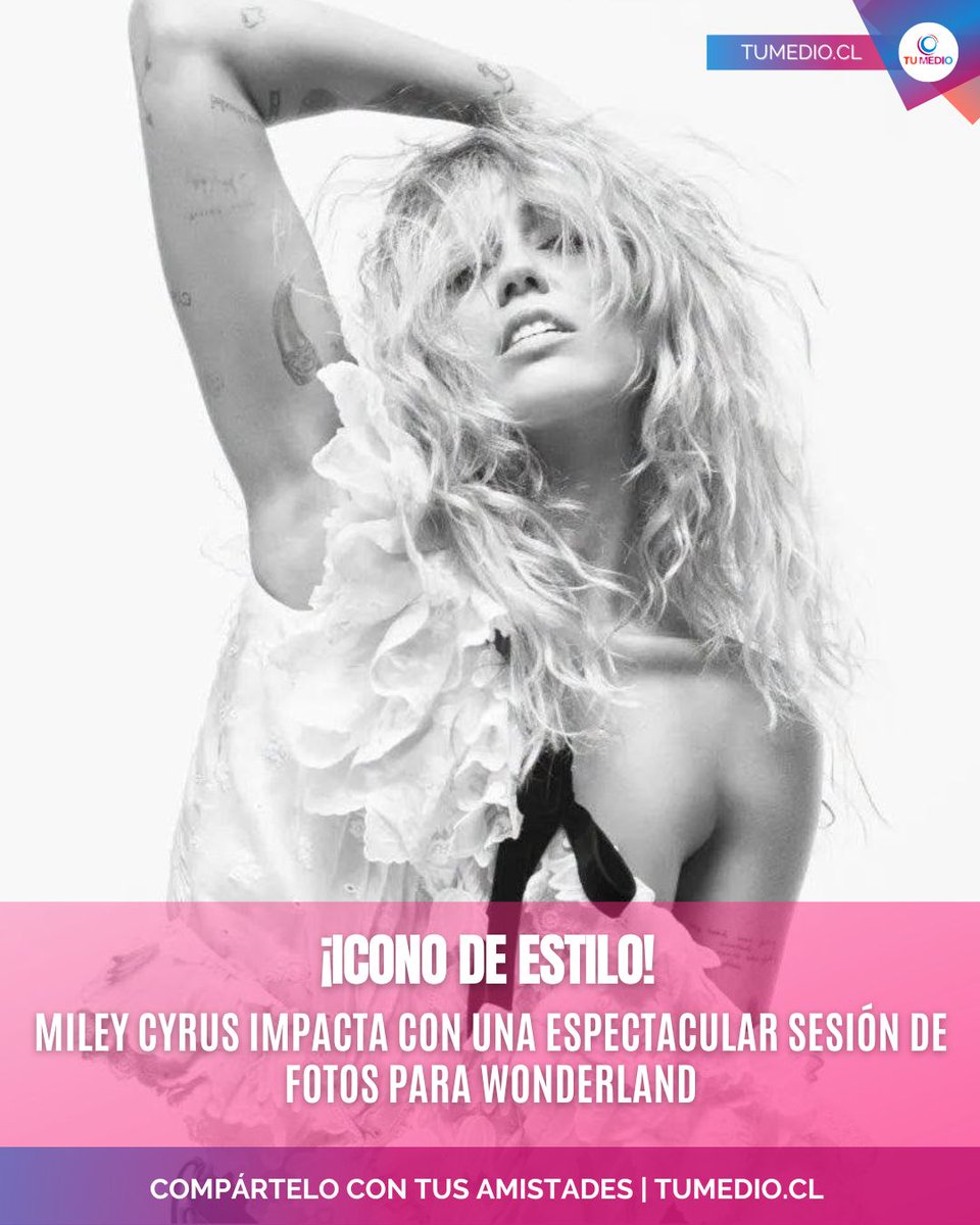 TuMedio's tweet photo. #MileyCyrus paraliza las redes sociales tras revelarse su deslumbrante y audaz sesión de fotos para la revista Wonderland. ¡Una verdadera reina del pop!

#MileyCyrus #Wonderland #Miley #WonderlandMagazine #PopNews #FashionNews
📸: Instagram / wonderland https://t.co/LgSQ8LU1KA