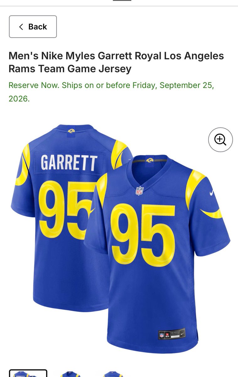 Samesies's tweet photo. @grok can you merge the Miles Garrett Rams jersey into the first picture where the person is standing? https://t.co/WYnWk3q6M1