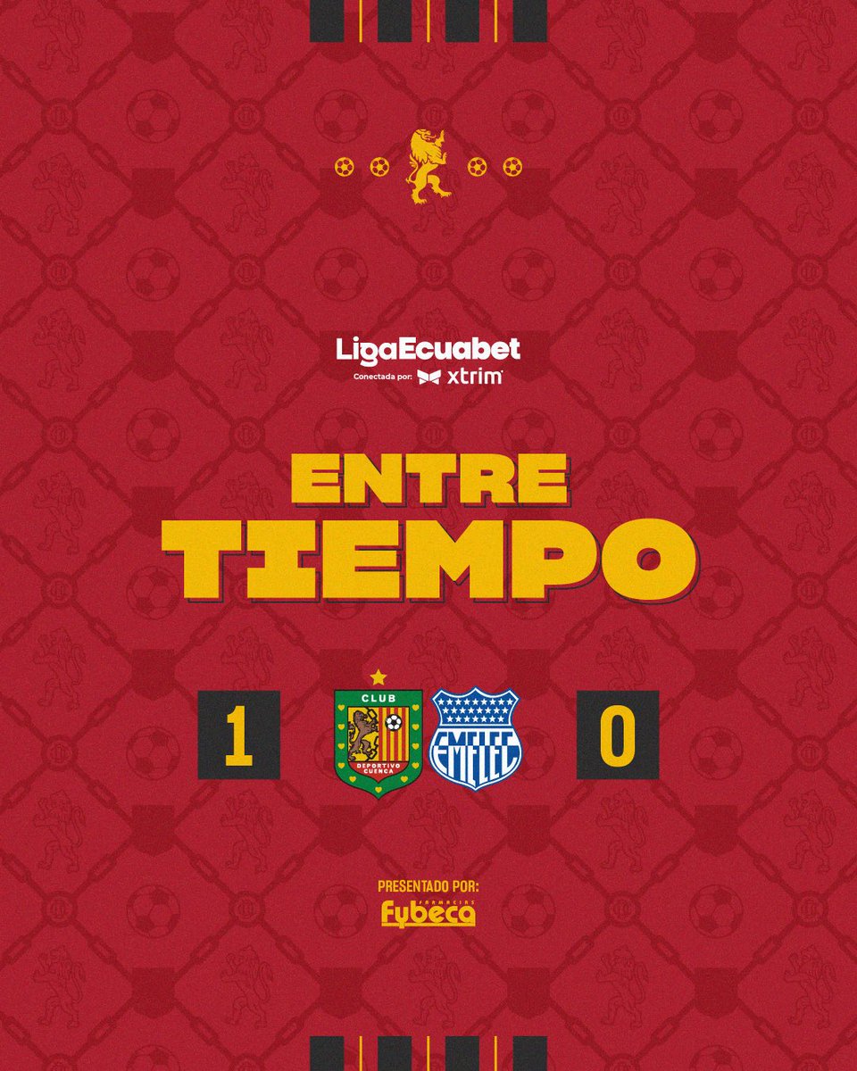 DCuencaOficial's tweet photo. ⏸️Final del primer tiempo⏸️
Presentado por #Fybeca

#DCuenca 🆚 #Emelec
#Fecha22
#LigaEcuabetConectadaPorXtrim
#VamosCUENCA 🔴⚫️ https://t.co/Cjrdh824lP