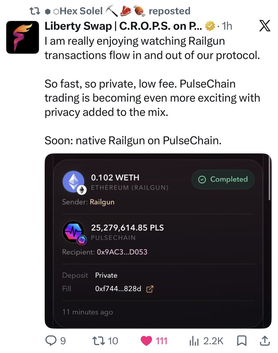 CryptoCoffee369's tweet photo. Bridge from Ethereum to PulseChain anonymously using Railgun

Maybe being a couple of your wealthy amigos with 

Spark up the chain for the lolz

https://t.co/k4u8oIwpAQ https://t.co/Bn2Gxj13jw