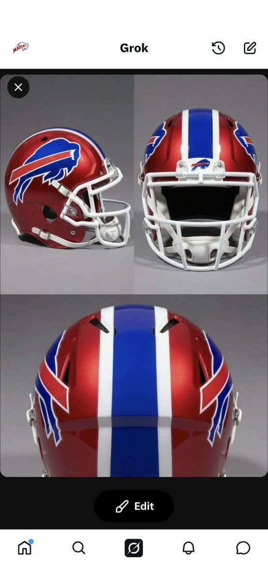 BillsMafiaBob's tweet photo. @fashion_nfl You had one job! All you had to do was give us the red helmet with the new style middle stripes. https://t.co/qICYl3gn1Y