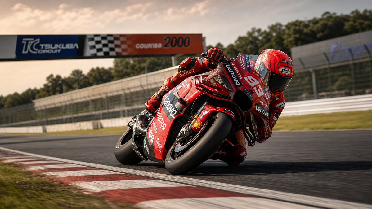 motto_motogp's tweet photo. 以下はAIとのやり取り。

＝＝＝＝＝＝＝＝＝＝＝＝＝＝＝＝＝＝＝＝
Q. 仮に筑波サーキットでMotoGPマシンを走らせた場合、ラップタイムはどれくらいになることが予想されるか。

A. MotoGPマシンが筑波TC2000を全力で走った場合、ざっくり「45〜50秒台前半」くらいのラップタイムになる可能性が高いと予想できます。

## 前提となる筑波のデータ

- 筑波サーキットTC2000のコース長は約2.045〜2.070kmで、全長2kmちょっとのかなりコンパクトなレイアウトです。
- 4輪ではスーパーフォーミュラSF14で小林可夢偉が44秒台を記録しており、公式ラップレコードとして43〜44秒台クラスが「現代トップフォーミュラの全開タイム」という目安になっています。

## 2輪ラップタイムの実績

- 二輪では、JSB1000（国内トップクラスの1000ccスーパーバイク）が筑波TC2000で55秒142という公式ラップレコードを持っており、これは「量産車ベース＋レース仕様」でのトップタイムです。 
- 一般的な大型スポーツバイクでも、筑波2000で1分〜1分10秒前後が「かなり速いペース」とされているので、JSBがいかに速いか分かります。

## MotoGPマシンのポテンシャルとの比較

- 鈴鹿では、旧レイアウト時代にMotoGPマシン（RC211V）が2分4〜5秒台、最新のJSB1000が2分4〜8秒台と「ほぼ同等かややMotoGPが上」というレベルのタイムを刻んでいます。
- 同じように、筑波でも「JSB＋筑波向きチューニングで55秒」「SF14で44秒台」という実績から、MotoGPマシンがきちんとセットを出して走れば、JSBより10秒近く速い45〜50秒レンジに入るのが妥当な推定です。 

## 現実的なレンジのイメージ

- 低速〜中速コーナー主体でランオフも限られる筑波では、MotoGPマシンの絶対性能を鈴鹿やムジェロほどフルに活かせないため、「43秒台（SF並）」まで削るのはかなりリスキーかつ非現実的です。
- それでも、ブレーキ・トラクション・加速の総合力と、JSBよりかなり上のシャシー&タイヤ性能を考えると、セーフティーマージンを見ても「47〜49秒」は十分射程内、「攻めきれば45秒台前半」という妄想ラップもあり得る世界観だと思います。

イメージとしては、「今のSF14スーパーラップより少し遅い〜同等に近い」「JSBレコードからはマイナス5〜10秒」というレンジです。