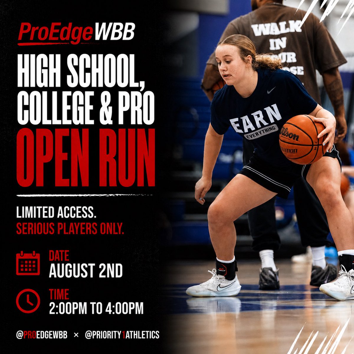ProEdgeWBB's tweet photo. 🚨 @ProEdgeWBB x @Priority1Hoops 🚨

🗓 Sunday | August 2nd

⏰ 2:00 PM – 4:00 PM

🏀 High School | College | Pro
• High school players must have college aspirations.

📍 William Blount High School
- Marvin L. Boring Gym
- Maryville, TN

🔗 Register Here:
https://t.co/8mPPD8HgfX https://t.co/2ywN9axTOz
