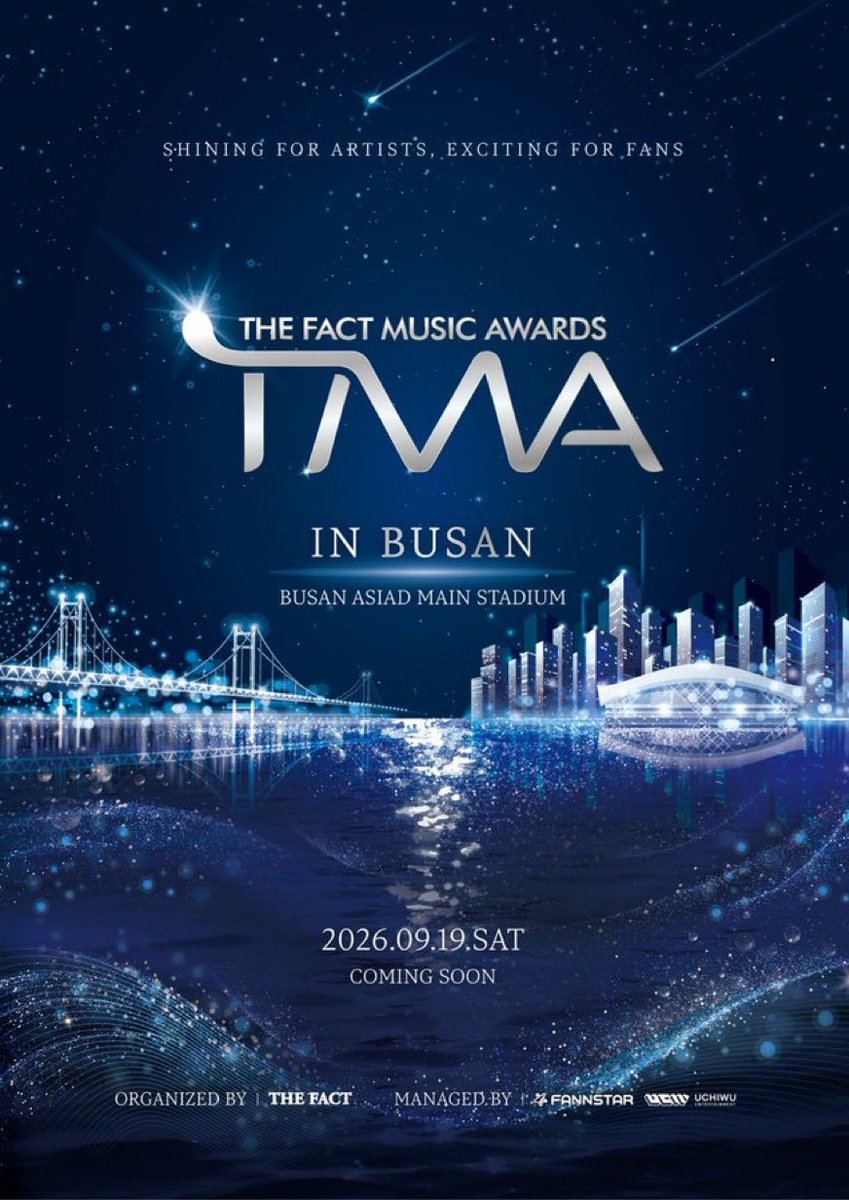 gagmasah1's tweet photo. TREASURE will perform at the 2026 The Fact Music Awards (TMA) on Sept. 19 (Sat) at Busan Asiad Main Stadium! 💎

#TREASURE #트레저 #トレジャー 
@treasuremembers https://t.co/IKu2DX6Enp