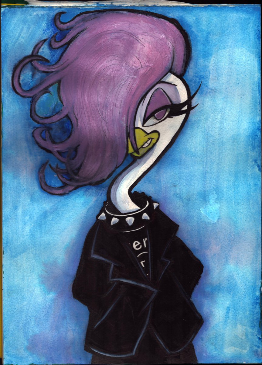radiodormouse's tweet photo. Done the Nina painting! She's a confident goosey and a gothy goosey! #NinaTheGothGoose #MyArtwork #TraditionalArt #GothArt https://t.co/5HxCxwkWsC