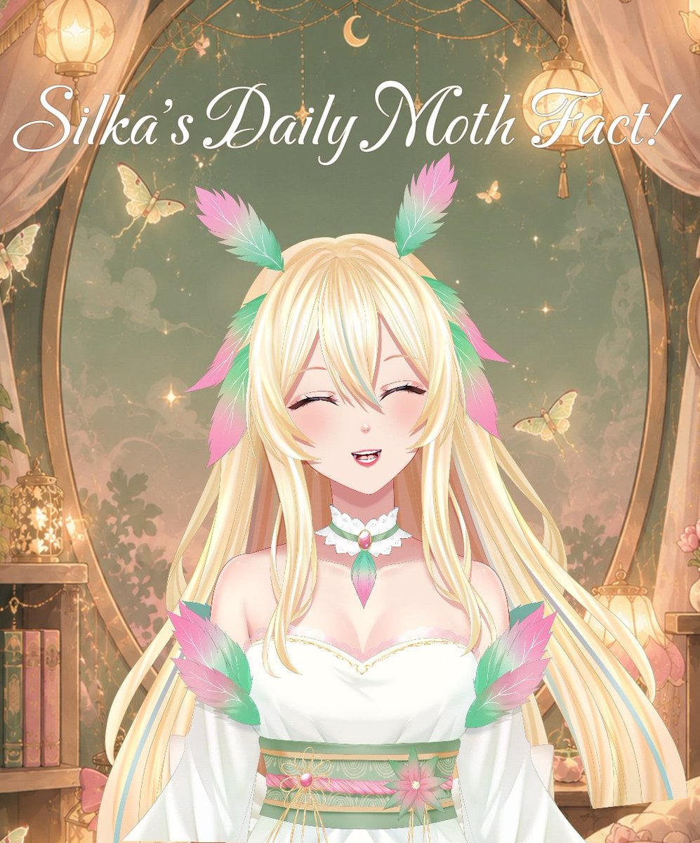 Silka_VT's tweet photo. Did you know, Luna Moths are primarily seen after dark due to the fact that they use the moon and stars to navigate? 🩷💚 Find me over on TikTok @Silka_VT For more daily moth facts!  #newvtuber #vtuber #mothvtuber https://t.co/fWykmrGQHd