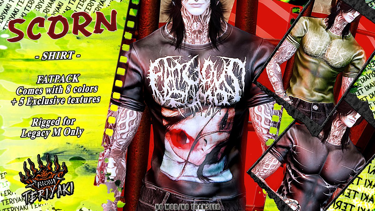 MaxNobaru's tweet photo. !!! EXCLUSIVE at Manhood Event

TAXI - https://t.co/feTjNU4w3s

👹 SCORN SHIRT 👹 

▶ Fatpack comes with 8 colors + 5 exclusive textures
▶ Rigged for LEGACY M ONLY

SOCIALS - https://t.co/Q4Pqtxj197 

Teriyaki - 照り焼き https://t.co/P0FgVUrkYF