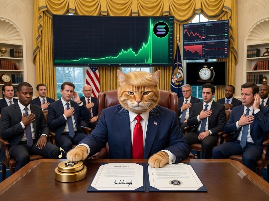 ClaritycatCCAT's tweet photo. EXECUTIVE ORDER 023 🐱🇺🇸

Effective immediately: 
All global stock exchanges must delay market opening by 15 minutes for a mandatory group purring session.

Wall Street anxiety cured. 
Solana volume surging. 
Long live President $CCAT.

CA: 

GsRDb9dom6GEQgeMx3V41qU1ntJpRgGdzkXxFRvspump

🌐 https://t.co/ys2lfbjbBW
📡 https://t.co/11KWvWIYgV