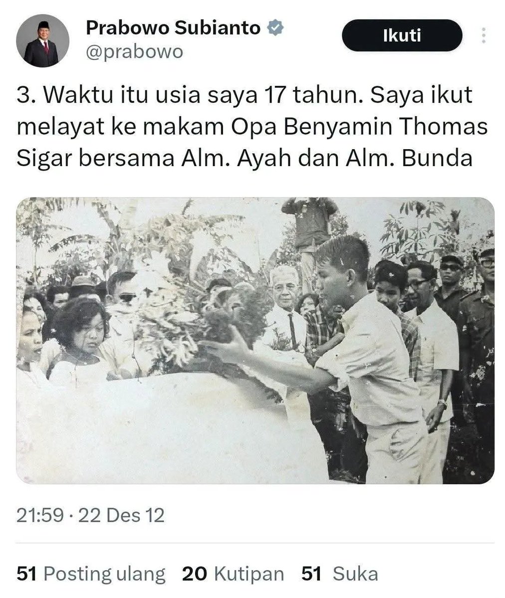 txtpersahaman's tweet photo. Silsilah Keluarga Anies vs Prabowo

Kakek Anies (A.R. Baswedan)
> Pahlawan Nasional RI.
> Anggota BPUPKI.
> Menteri Muda Penerangan RI.
> Diplomat yang ikut memperjuangkan pengakuan kemerdekaan Indonesia.

Kakek Prabowo
>  Pengkhianat yang menangkap pangeran Diponegoro

Ayah Prabowo
> Petinggi pemberontak PRRI yang di bekingi CIA

Prabowo
> Kabur ke Yordania tahun 98
> Sekarang jadi kaki tangan Trump lewat BOP 

Jadi siapa londo ireng yang sebenarnya??
