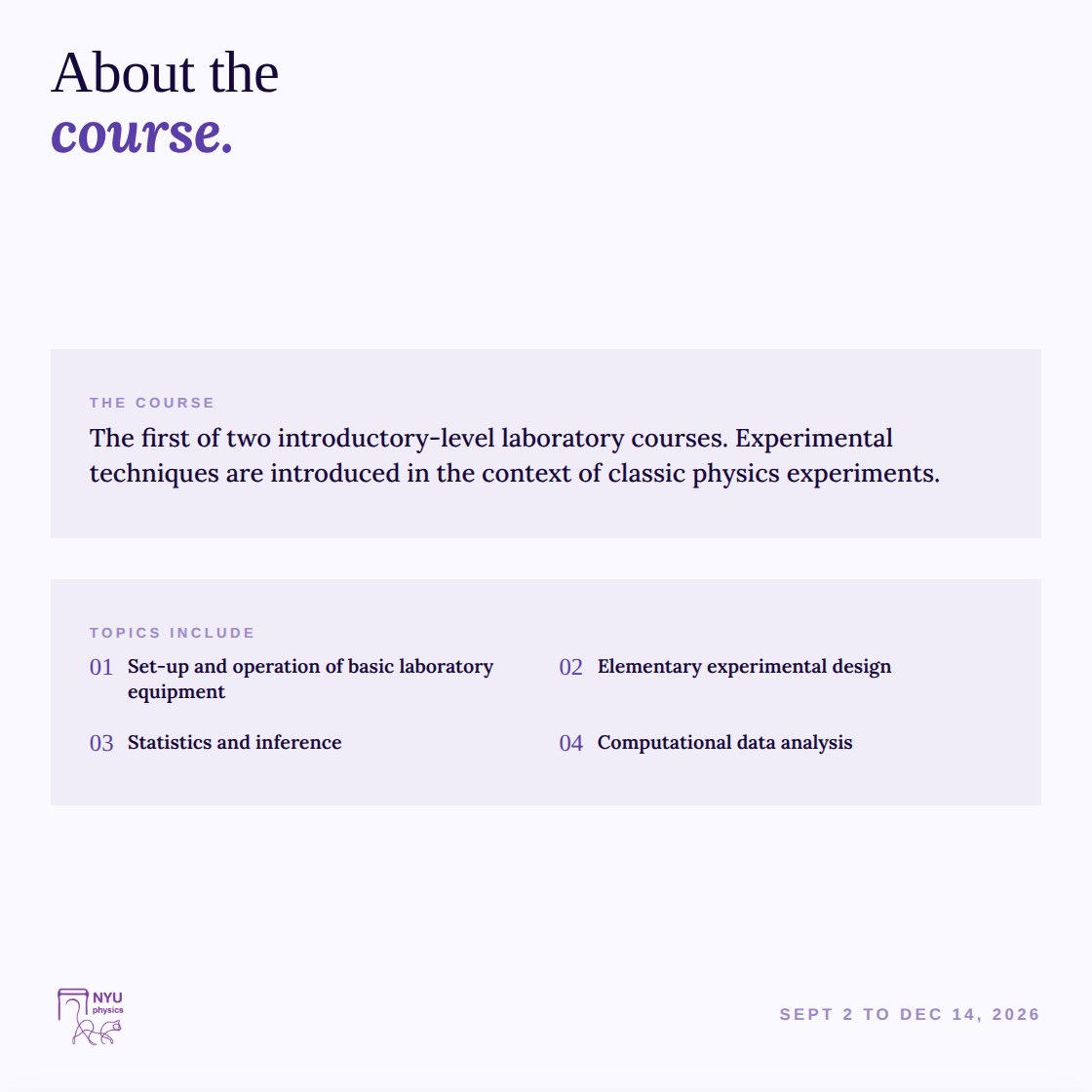 NYUPhysics's tweet photo. Course Spotlight No. 10: Introductory Experimental Physics I https://t.co/53hYCePNJq