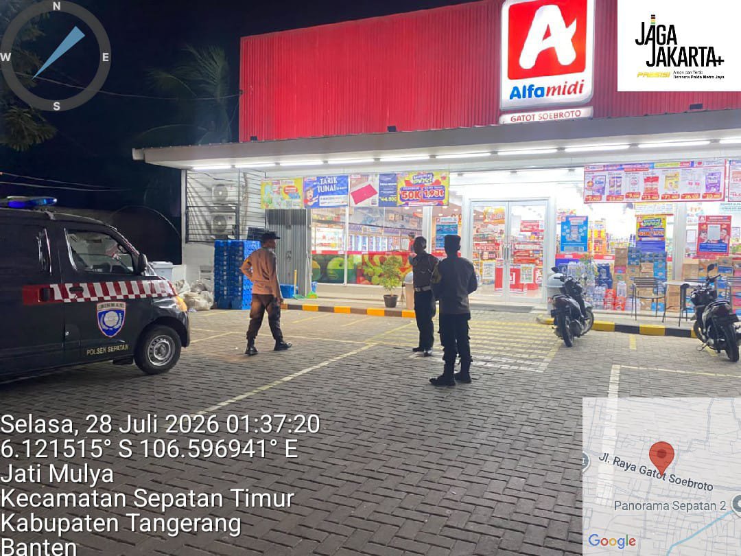 SektorSepatan's tweet photo. Tekan angka kriminalitas, Polsek Sepatan Polres Metro Tangerang Kota melaksanakan kegiatan patroli Mobile serta penempatan personel di beberapa titik rawan serta Pos Pantau Kedaung Barat pada Selasa 28 Juli 2026. https://t.co/pfJ32Ry2NJ