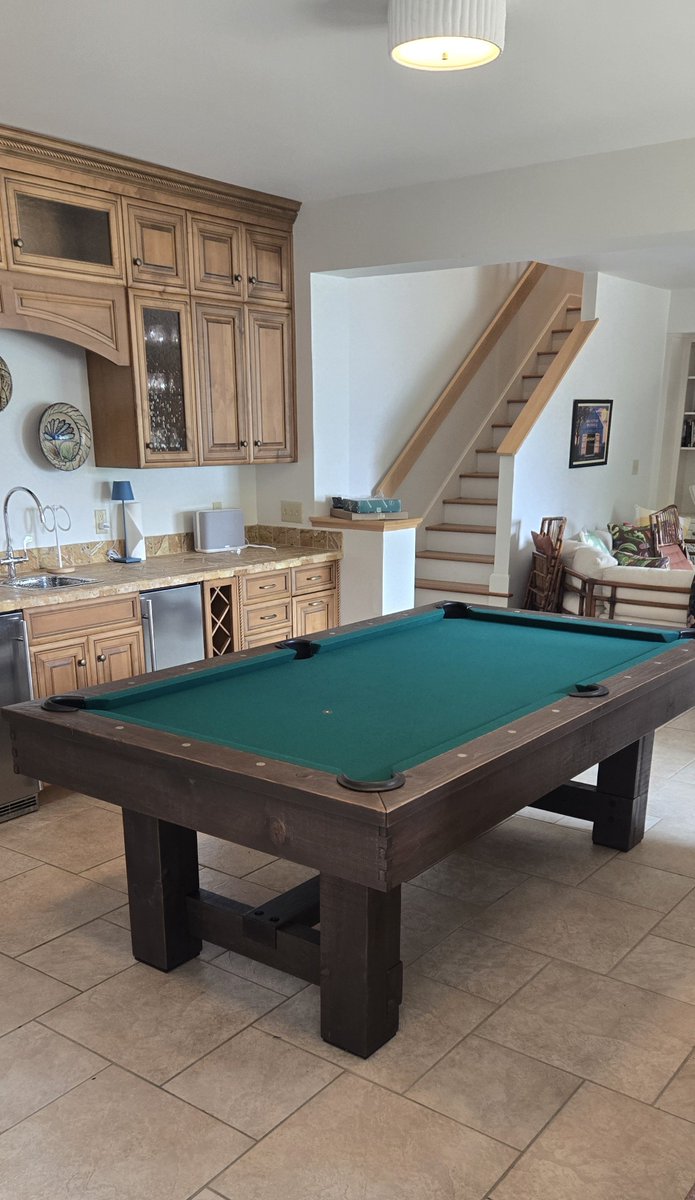 apexbilliards's tweet photo. Down the lake in the basement.  Beautiful @olhausengames table delivered for @BlattBilliards in Virginia. #apexbilliards #olhausen #tradition https://t.co/ZnfNd9hq8C