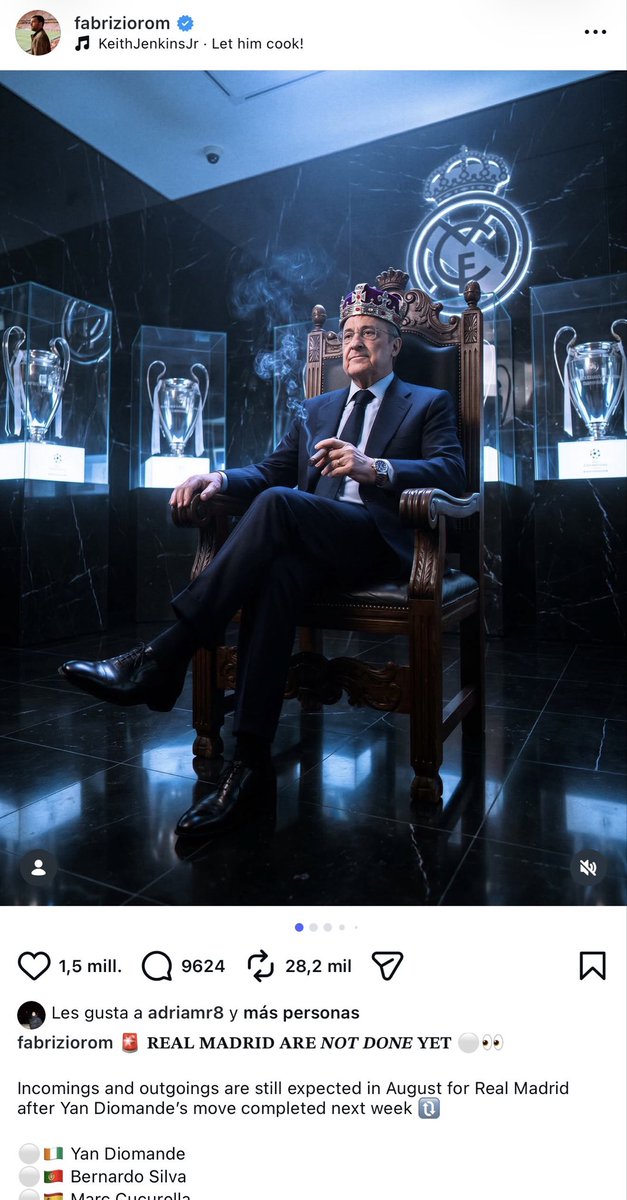 Alex33Mora's tweet photo. Lo de Fabrizio con el R.M y FLORENTINO PÉREZ es de vergüenza ajena. 

Publicidad, protagonismo, engrandecer su figura (no es necesario) y hacerle la pelota… vete a saber el por qué 👀⚪️

La propaganda pre elecciones, el show Olise | Madrid y ahora Diomande. 

Que pagará 130M💰‼️ https://t.co/PnEwU3tZUn