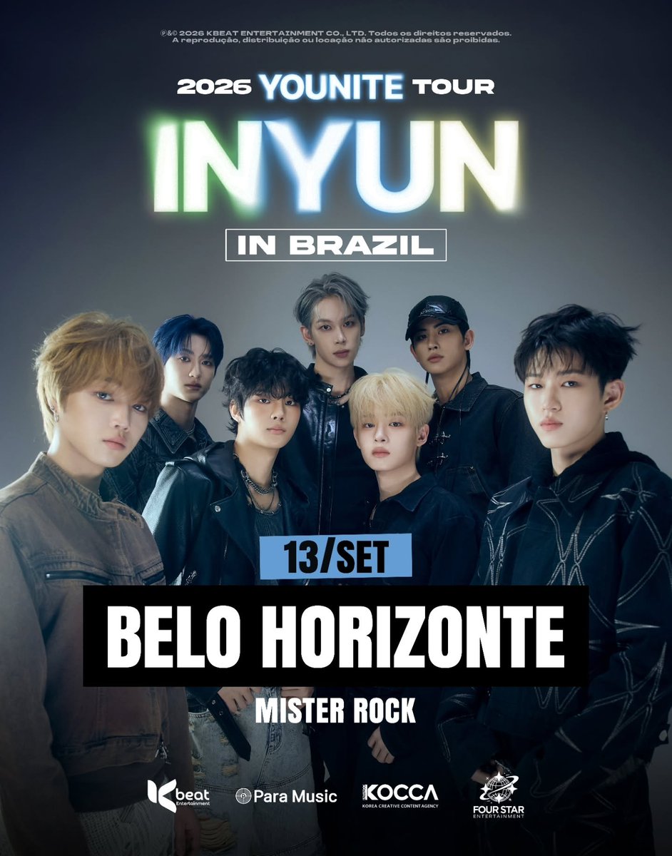 kbeat_enter's tweet photo. BELO HORIZONTE, está chegando a hora! 💙

O @younite_offcl retorna ao Brasil para a 2026 YOUNITE TOUR – INYUN IN BRAZIL, levando toda a energia do grupo para uma noite inesquecível ao lado dos fãs.

📅 13/09
📍 Mister Rock

✨ Confira no carrossel mais informações sobre o show e garanta seu ingresso.

🎟️ Ingressos disponíveis no link da bio.

#KBeatEntertainment #Kpop #YOUNITE #2026YouniteTourInBrazil