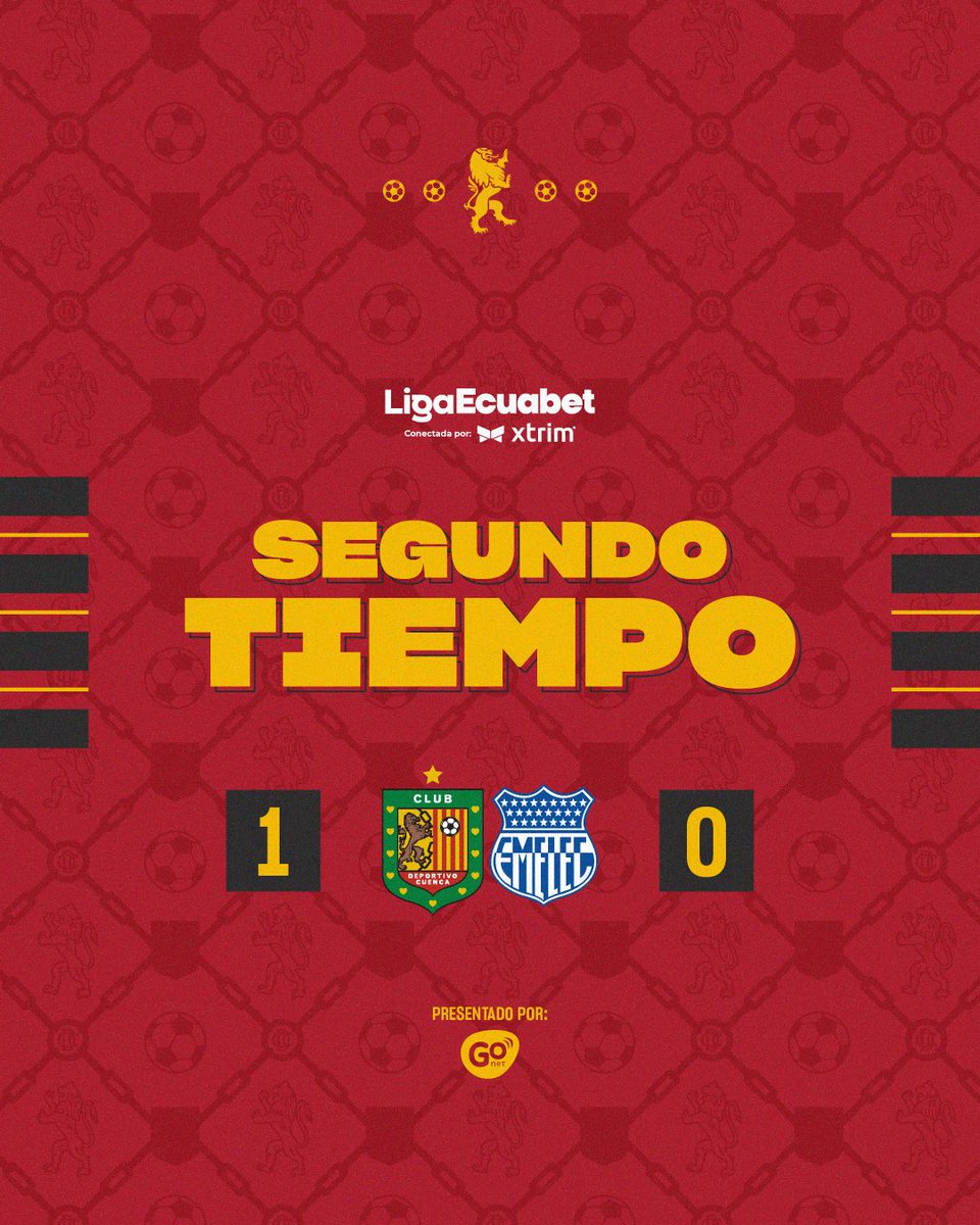 DCuencaOficial's tweet photo. ⚽️¡Comienza el segundo tiempo!⚽️
Presentado por #GoNet

#DCuenca 🆚 #Emelec
#Fecha22
#LigaEcuabetConectadaPorXtrim
#VamosCUENCA 🔴⚫️ https://t.co/ngv2gKe8zH