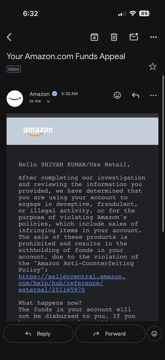 Vistaravent's tweet photo. @ajassy @JeffBezos @AmazonHelp @amznsellerhelp My seller account “USA Retail” has been deactivated for 4+ months despite multiple appeals. After 120 days, I expected my held funds to be released, but Amazon now says they won’t be disbursed. Please escalate for a manual review. https://t.co/lSUwDz5rWL