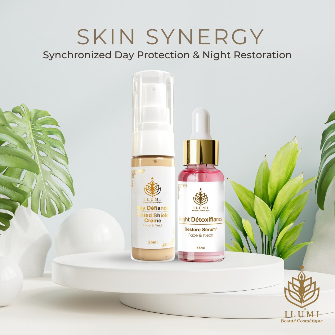 ILUMIofficial's tweet photo. Achieve perfect Skin Synergy. This synchronized duo delivers Day Défiance protection and Night Détoxifiance restoration. Two high-performance formulas engineered to shield your face and neck by day and deeply renew them by night.
Send us a message to order!
#ILUMI #SkinSynergy https://t.co/sMmm23rY6X
