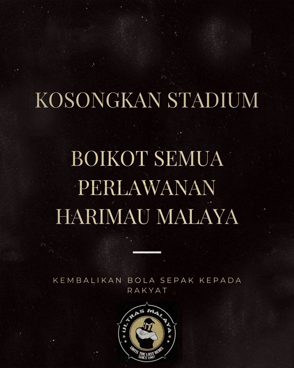 ultrasmalaya07's tweet photo. BOIKOT : PRINSIP DAN HARGA DIRI

Dengan segala masalah dan isu dalam bola sepak Malaysia sekarang, cuba duduk dan fikir sekejap:

Sanggupkah kita dipergunakan dan sokongan kita didagangkan atas alasan klasik "untuk negara"? https://t.co/hZ2qFZlRd2