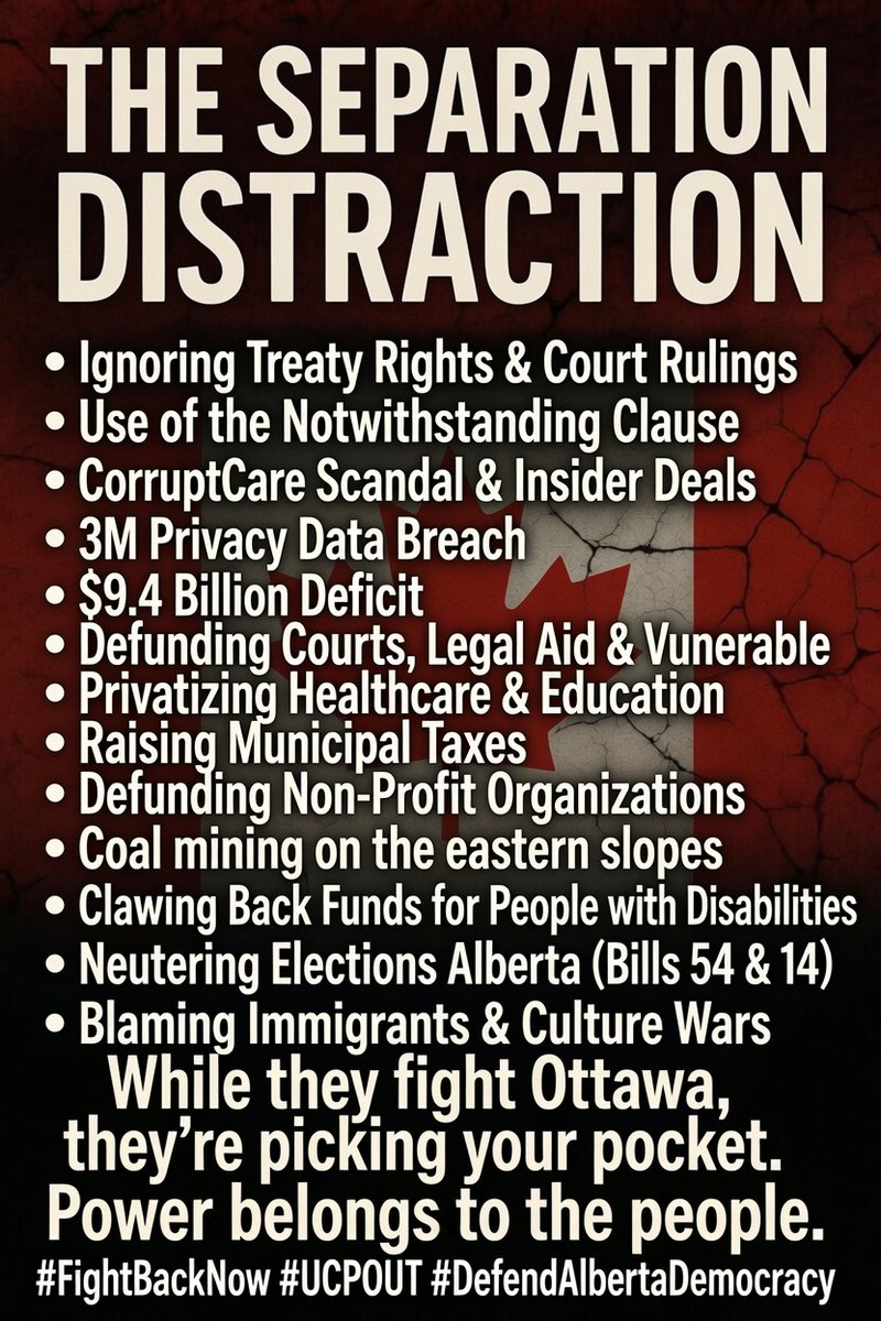 sytsema_andy's tweet photo. Alberta—there is no room for voter apathy. The facts show that two things need to happen: Albertans must get out and vote in record numbers on October 19, 2026, and we must never take our eyes off the real reasons behind the separation distractions. #FireTheUCP #Alberta #ForeverCanadian