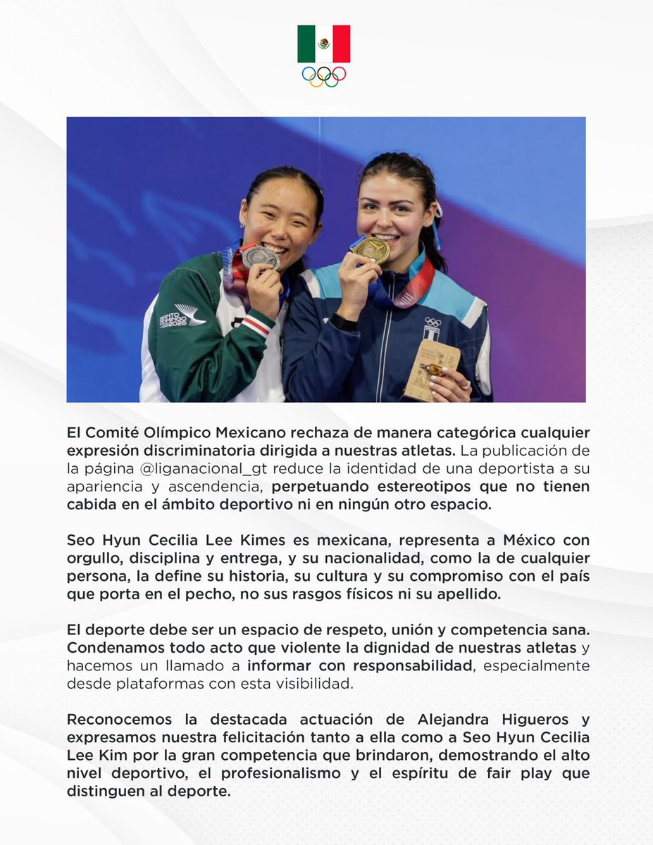 COM_Mexico's tweet photo. Rechazamos cualquier expresión discriminatoria dirigida hacia nuestros y nuestras atletas. https://t.co/Dp4s76f690