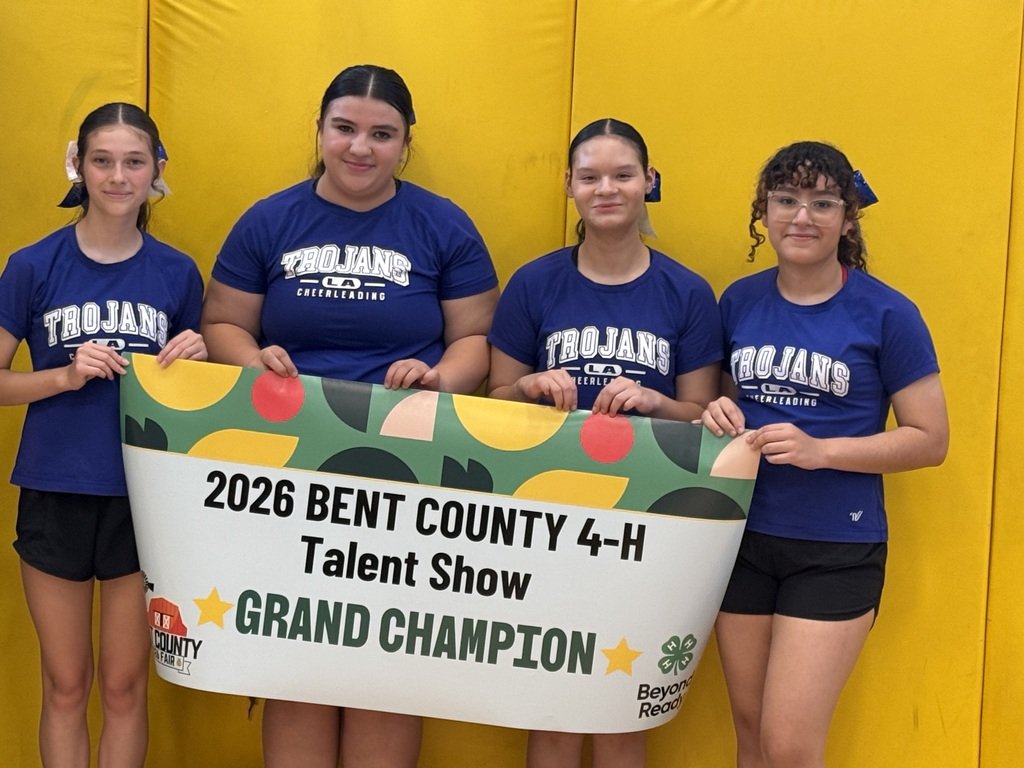 LasAnimasSchool's tweet photo. Las Animas HS Stunt Squad Won Grand Champion Status at the Bent County 4-H Talent Show tonight! 
Congratulations Spirit Squad!  💙🤍 #TrojanPride
Thanks Coach Lockhart for sharing 👍 https://t.co/aqqQOSad2J