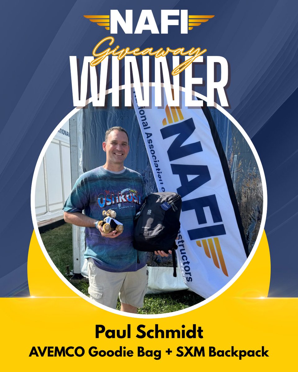 NAFIInstructors's tweet photo. 🎁 And the winners are in! 🎉 Congratulations to our AirVenture Giveaway winners! Thank you to everyone who stopped by the NAFI booth and entered. We loved connecting with you all. See you next year! ✈️
#NAFI #AirVenture #OSH26 https://t.co/mZMjPRPh5w