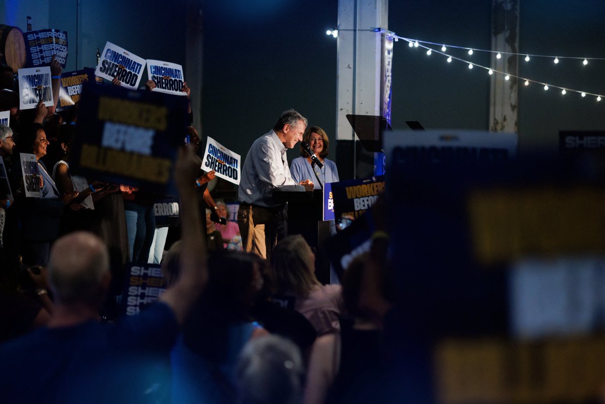 SherrodBrown's tweet photo. Cincinnati showed up tonight to fight against a rigged system that benefits billionaires and corporations, while hardworking Ohioans get stuck with the bill.

It’s time for a leader in the Senate who fights alongside Ohioans, not against them.

In 99 days, that’s exactly what they’ll get.