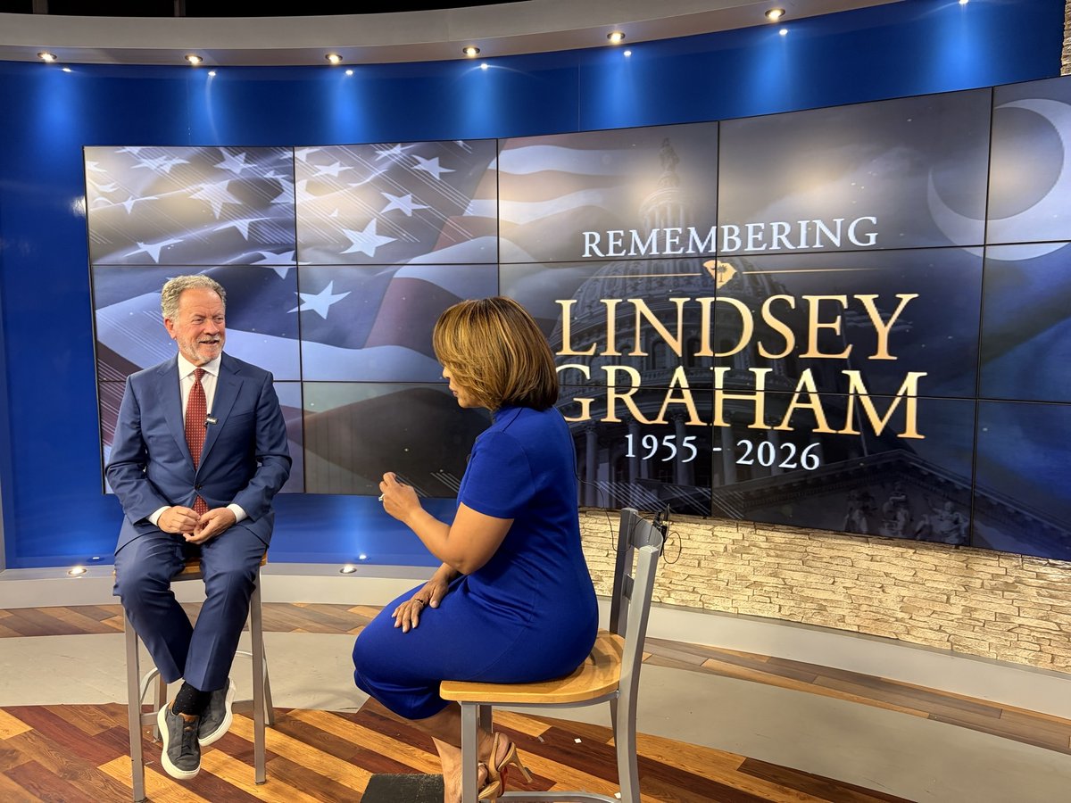 dbeasley1's tweet photo. Tomorrow, South Carolina says goodbye to Senator Lindsey Graham. I sat down with @JudiGatson from @wis10 here in Columbia to talk about his life. Lindsey and I didn't always agree — nobody in life always does — but he loved and fought for South Carolina. Rest well, Senator. https://t.co/GjqS0iJYQK