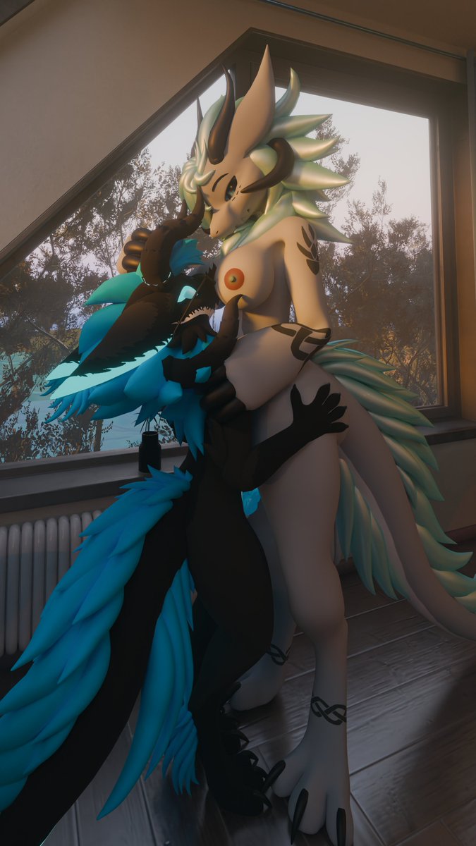 ElectricWicker's tweet photo. I uhhh... I've gotten myself in a wonderful place. I can feel she wants me with how much she's leaking on me~ 
Reposted due to a problem i noticed with the render.
💙 @RainbowscalesAD
#Wickerbeast #Blender #yiff #furry https://t.co/gGzPXRxDTh