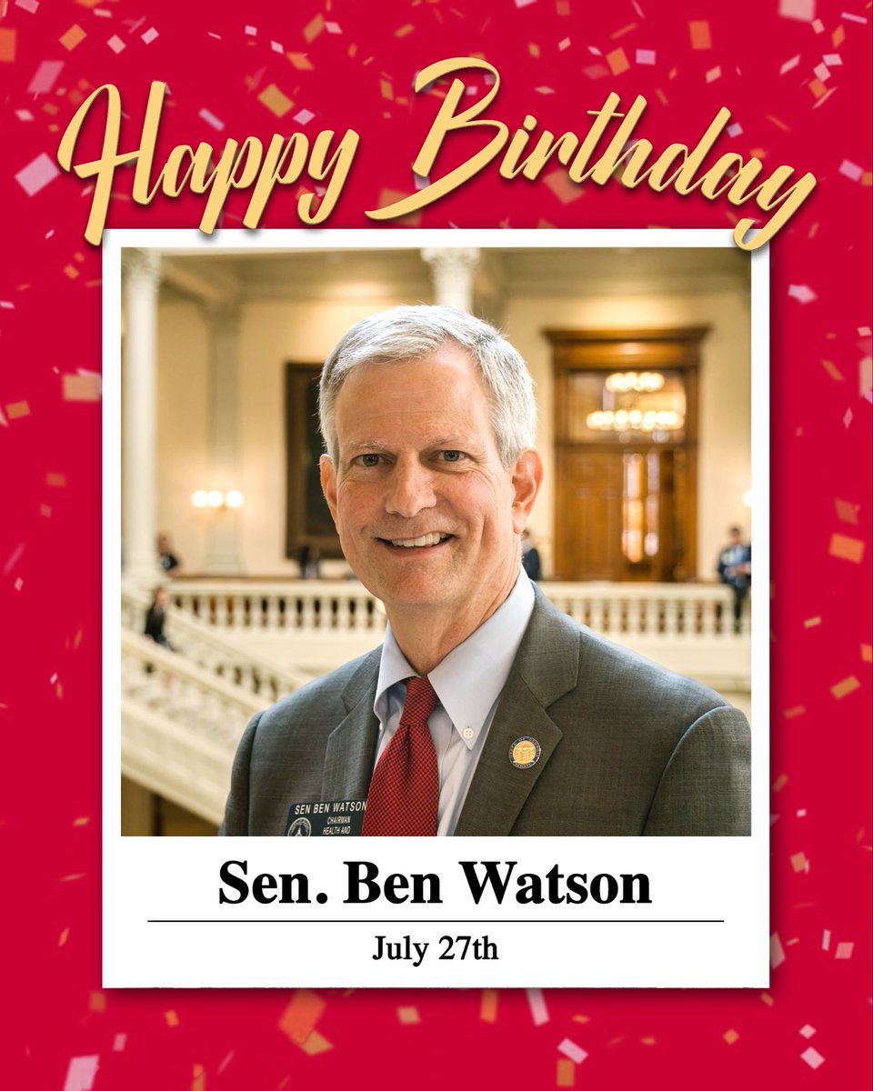 GASenateGOP's tweet photo. Happy Birthday Senator Ben Watson!

#gapol #GASenateGOP https://t.co/dN6ckKZf3a