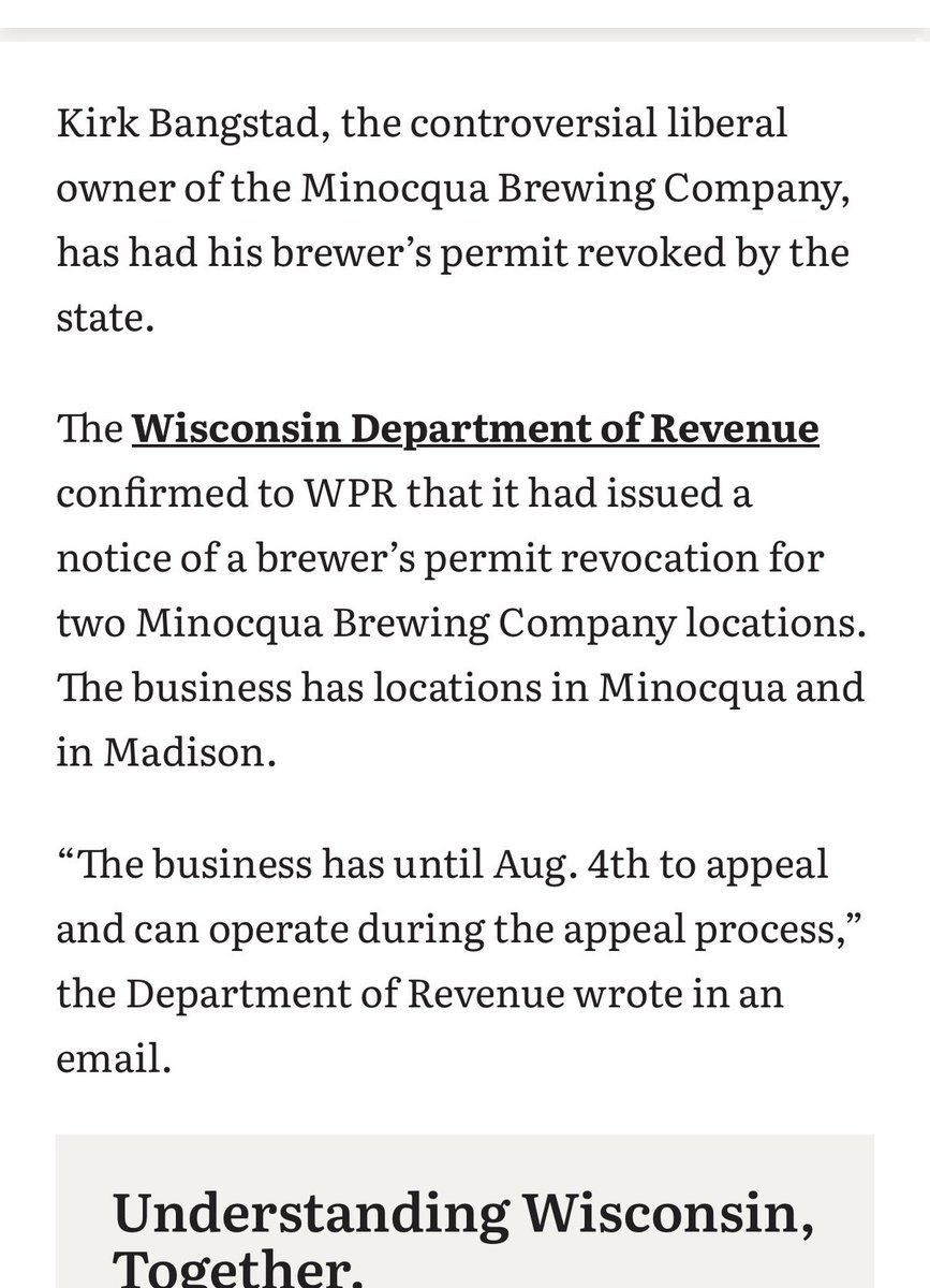 WISupremacist's tweet photo. WE DID IT PATRIOTS, THE MINOCQUA BREWING COMPANY LOST ITS PERMIT AND KIRK BANGSTAD IS RUMORED TO BE FLEEING TO ILLINOIS  

This guy used Ecuadorian child as slave labor at his Minocqua location where he forced them to live in terrible conditions. FAFO https://t.co/KDQrBFPuOc