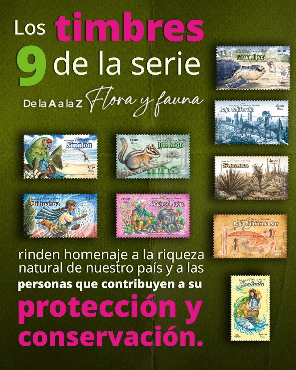CorreosdeMexico's tweet photo. La nueva serie filatélica permanente “De la A a la Z: Flora y Fauna de México” ya viaja adherida en cartas, tarjetas postales y paquetes por todo el mundo difundiendo la extraordinaria biodiversidad que tiene nuestro país. https://t.co/pmgQtVJxXP