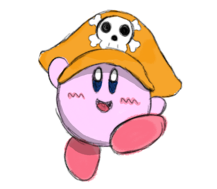 Fantazulio's tweet photo. random doodle of kirby in may guilty gear's hat that I did during homework assignments https://t.co/d40wZ9tH6R