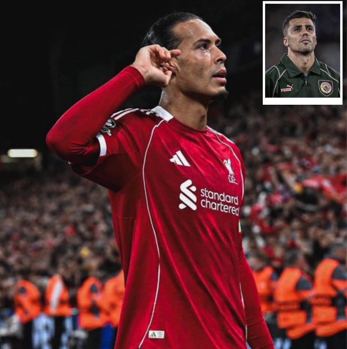 TribunLFC_Indo's tweet photo. Rodri: 

“Liverpool telah menetapkan standar di Inggris selama bertahun-tahun. Setiap kali kami menghadapi mereka, kami tahu kami harus tampil pada performa terbaik mutlak karena mereka memiliki pemain kelas dunia di seluruh lapangan. Memenangkan Ballon d'Or adalah kehormatan luar biasa, tapi itu juga mengingatkan Anda betapa banyak pemain luar biasa yang tidak pernah mengangkatnya. Liverpool pernah memiliki pemain seperti Virgil van Dijk dan Mohamed Salah yang menghasilkan musim setara Ballon d'Or, dan itu mengatakan segalanya tentang level klub itu.”