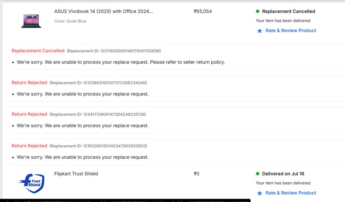 GGDilipKumar's tweet photo. @flipkartsupport team respond to my replacement request. Why is it getting cancelled? What is the reason? https://t.co/7h8t78Q4Ks