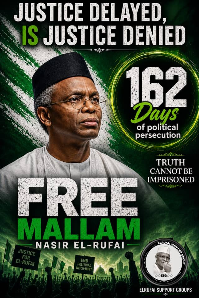 uchediala's tweet photo. #DaysCount 

162 DAYS.
162 DAYS ..
162 DAYS ...
162 DAYS ....

And Still Counting ...

#IStandWithElrufai
#NoRetreatNoSurrender 
#EyesOnTheBall 
#TheElrufaists 
#ESG https://t.co/ESfJEXuNXD