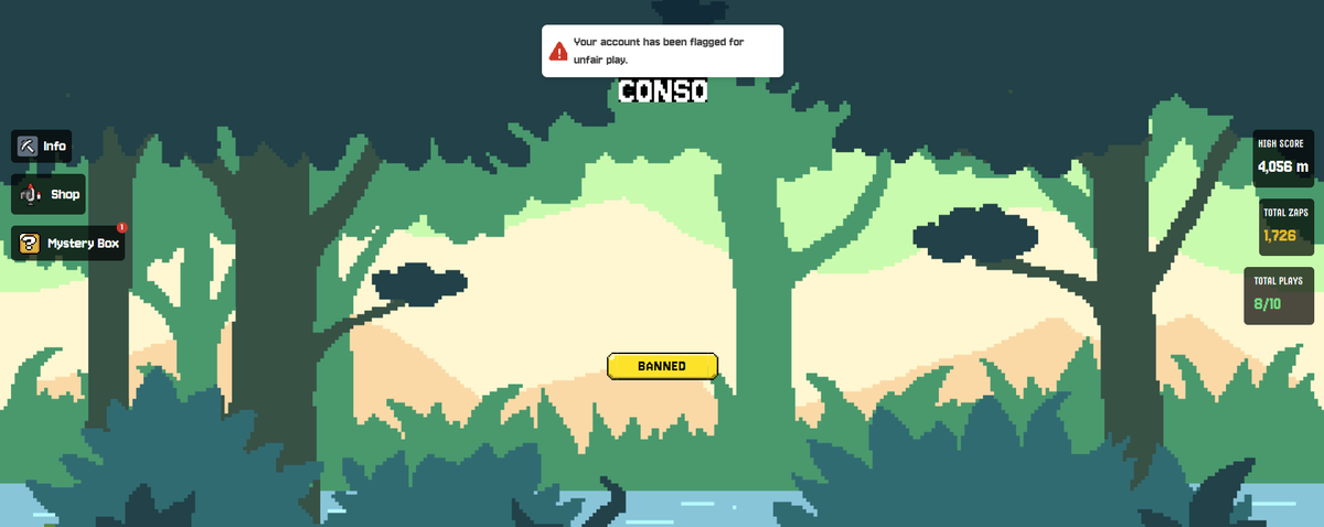 KucingTanah13's tweet photo. @conso_xyz on the stage 8/10 i break my record  by gaining 400++ but then suddenly banned ? so weird .. i dont know anymore https://t.co/8WKBZ2GMmU