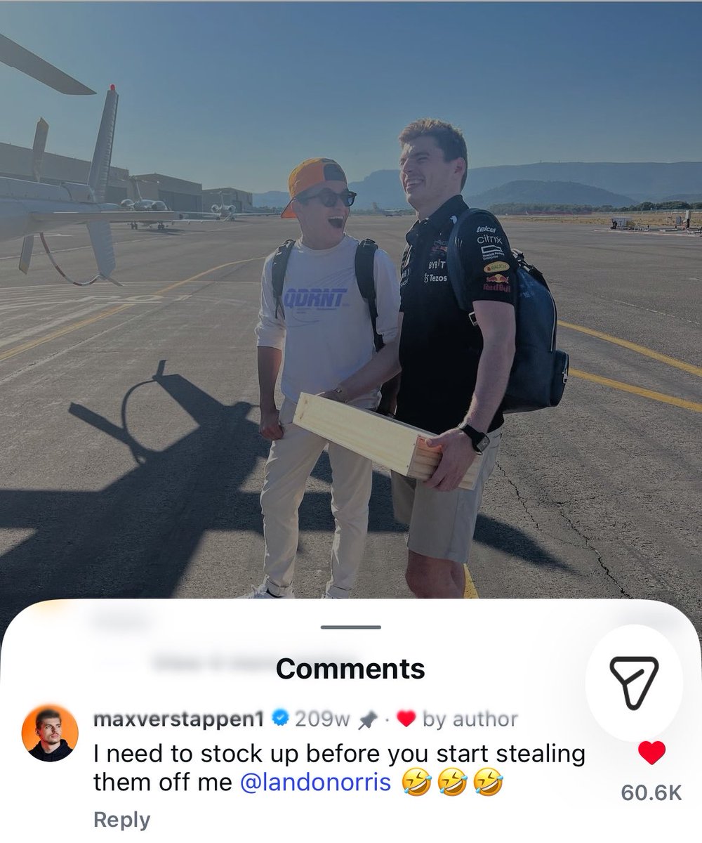 norriistar's tweet photo. Norris joined grid in 2019 &amp; Max literally witnessed him going from rookie to winning races &amp; fighting him to win championship.

Lando captioning “27 race win between us” &amp; Max replying “need to stock up before you steal” is poetic cuz Norris IS the one who took title from him. https://t.co/VV5E8V0FvA