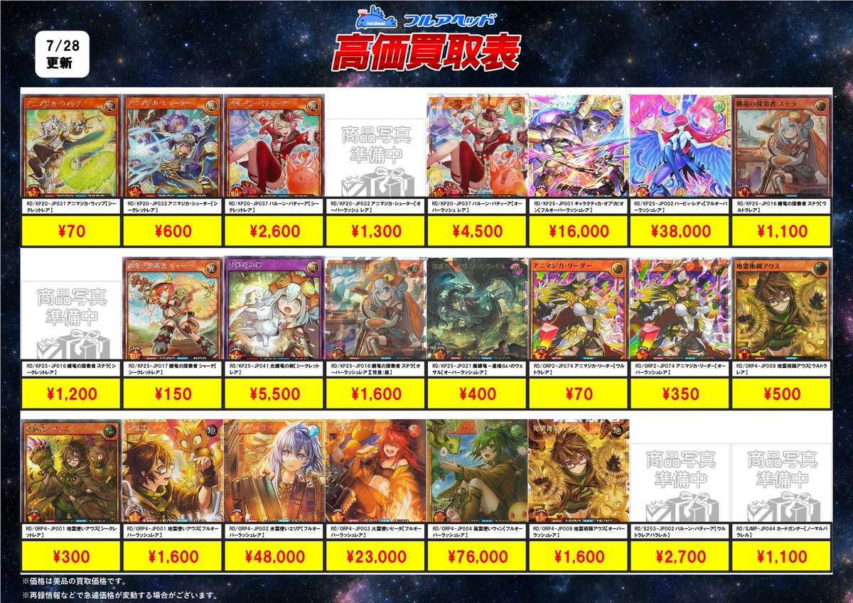 fullaheadyugi's tweet photo. #ラッシュデュエル 買取表更新しました‼️

バルーン・バティーアやアニマジカ
など強化中！！

是非ご確認くださいませ😊
その他の買取表はこちら👇
https://t.co/Xn3OhTMWzV
#ラッシュデュエル #アニマジカ
#フルアヘッド https://t.co/ToSszVHQru