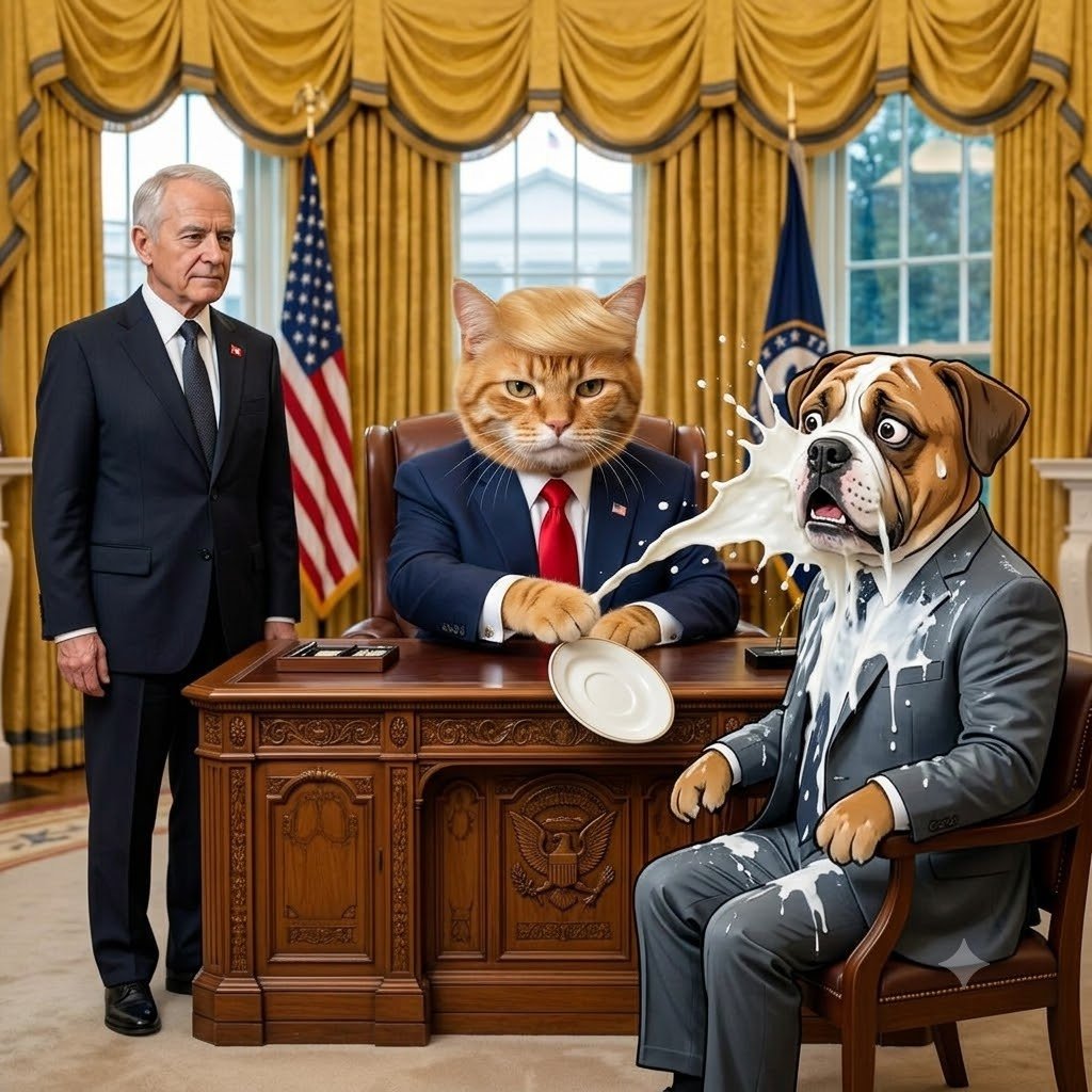 ClaritycatCCAT's tweet photo. SWISS AMBASSADOR: 
"Mr. President, how do we establish global banking neutrality?"

PRESIDENT $CCAT:
laps warm milk from a saucer on the Resolute Desk, knocks bowl onto Gary Gensler's lap 🐱🥛

AMBASSADOR: 
"Understood, sir. 
Neutrality achieved. 
Solana liquidity adopted nationwide."

CA: 

GsRDb9dom6GEQgeMx3V41qU1ntJpRgGdzkXxFRvspump

🌐 https://t.co/ys2lfbjbBW