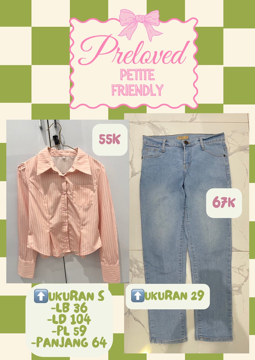 Oplik_'s tweet photo. Preloved petite friendly🤩🤩
bisa untuk main atau kekampus😋

✅ jarang dipakai karna kekecilan
✅ bisa nego
✅bisa toko oren

#preloved #baju #celana #zonauang #murah #petite https://t.co/QSuBitqvTK
