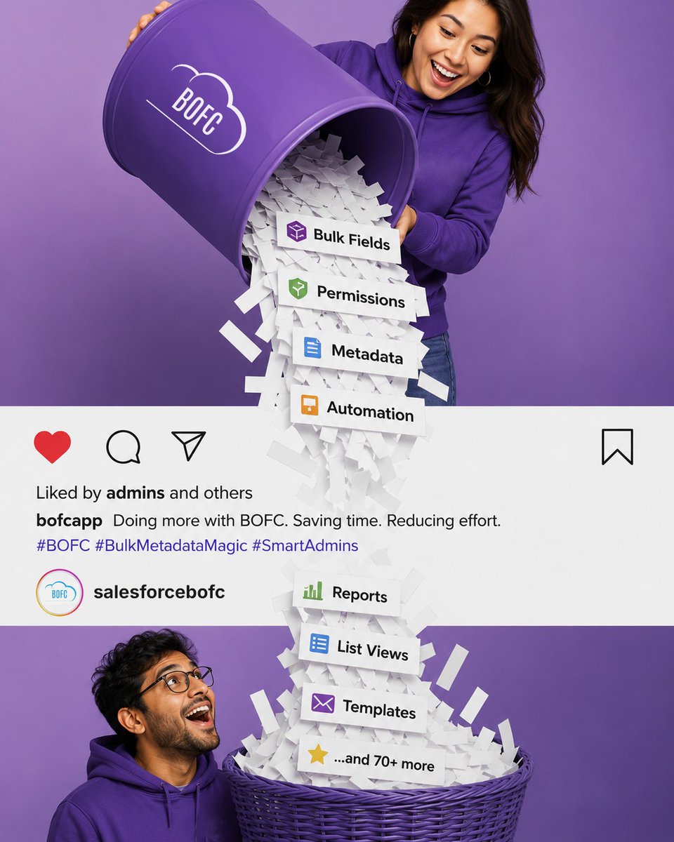 SalesforceBOFC's tweet photo. Still juggling endless #Salesforce metadata tasks? ๐
With BOFC, manage fields, permissions, reports, list views, templates, and 70+ metadata operations from one powerful app.
Work smarter. Ship faster. ๐
https://t.co/BZWt5qPwyF
#BOFC #SalesforceAdmin #Metadata #AppExchange https://t.co/dPHmOJj8ju