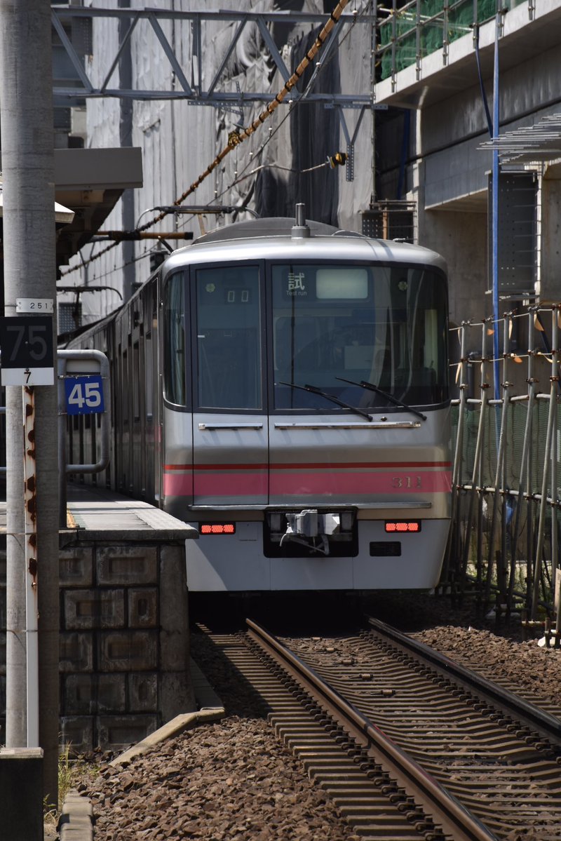 6627nena's tweet photo. 2026/7/28   知立駅、一ツ木駅付近
311F 舞木出場試運転
1,2枚目往路  3,4枚目復路
 #舞木出場試運転 
 #名鉄300系 
 #311F https://t.co/PR7zcu5x2Z