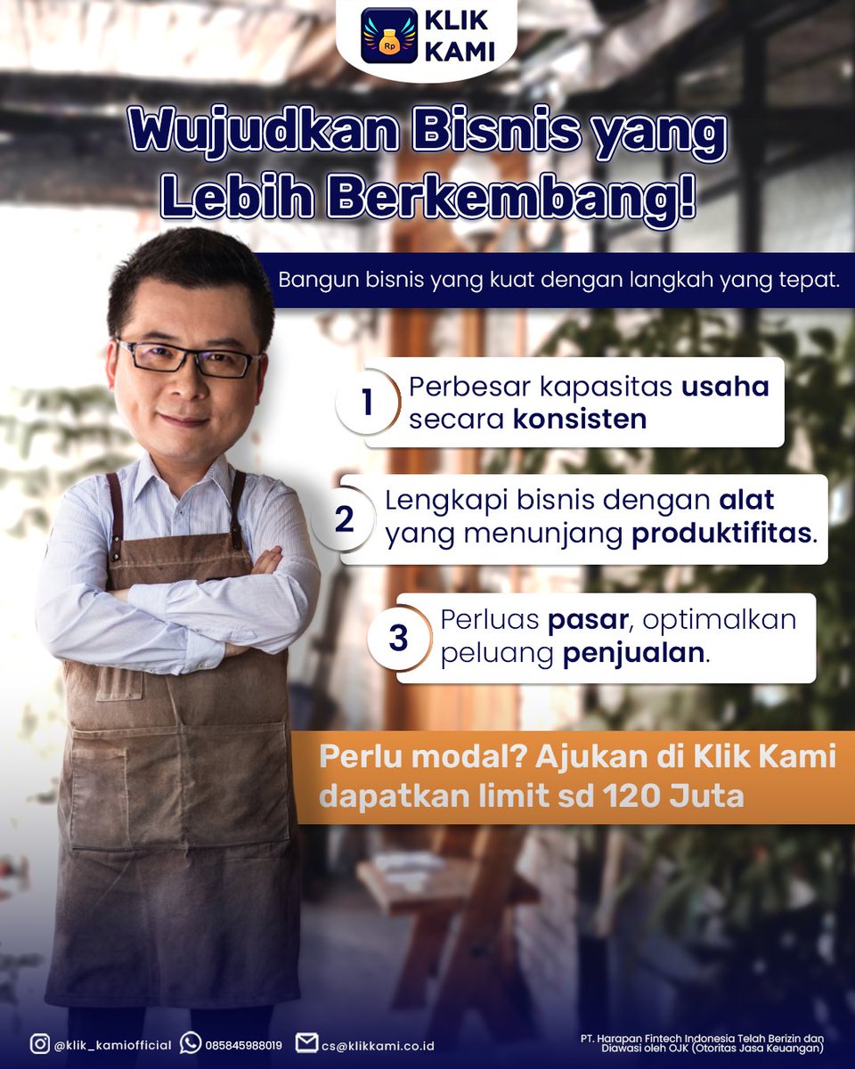 klik_kami's tweet photo. Bersama Klik Kami mari naikan level bisnismu!

#klikkami #Modal #Finansial #Pinjaman #Keuangan #Bisnis https://t.co/DCCCOgBp6I