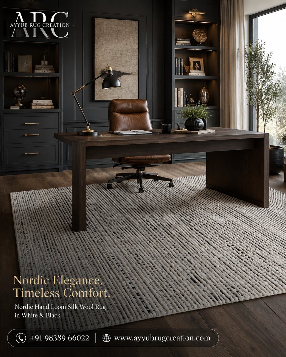 AyyubRug's tweet photo. Luxury begins from the moment you step inside. ✨

Transform every corner of your home with the timeless elegance of our Nordic Hand Loom Silk Wool Rug in White &amp; Black. Whether it's creating a warm bedroom retreat, an inviting living room, a productive study, or a stunning https://t.co/X99rjlU0Kh