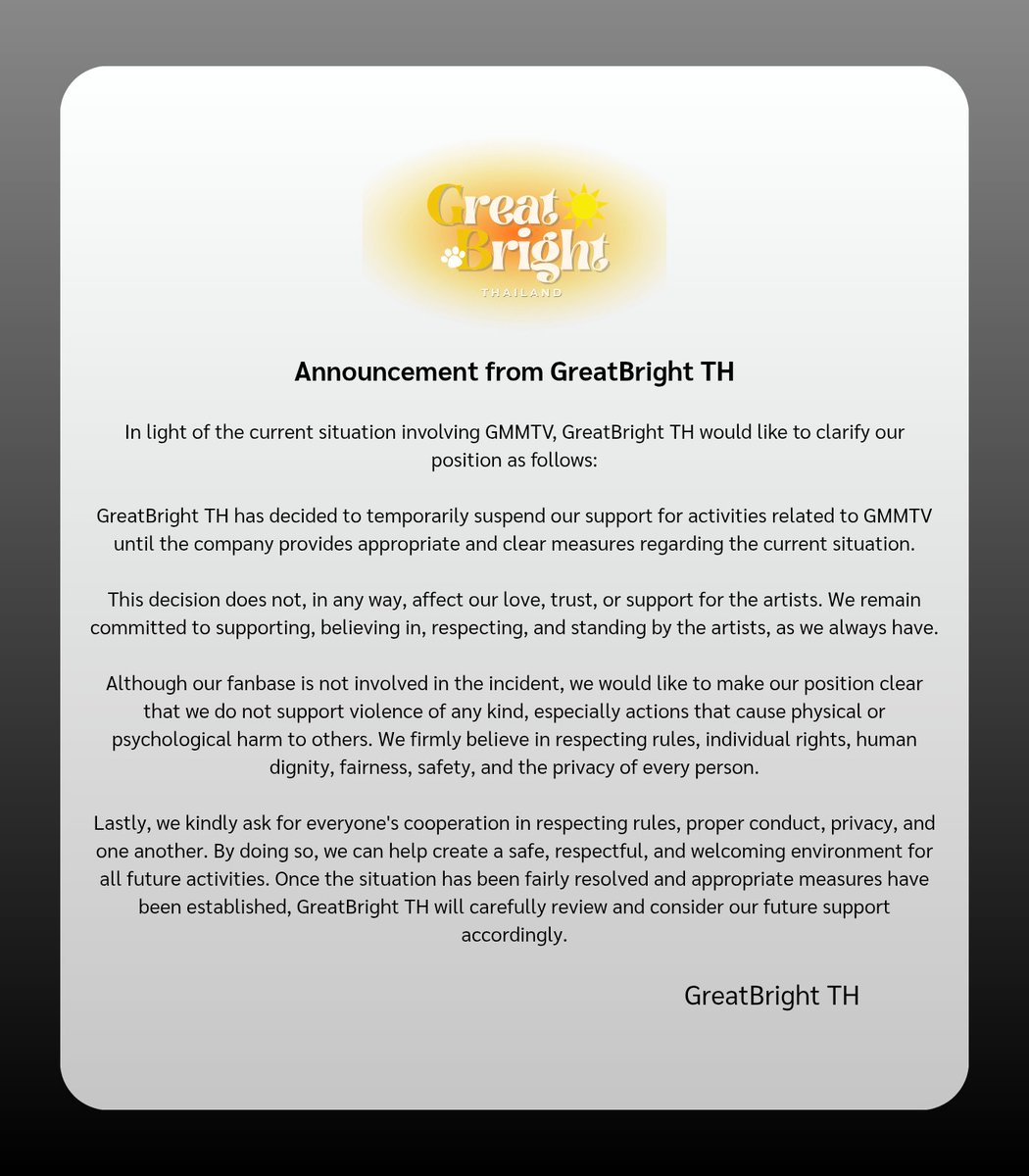 GreatBrightTH's tweet photo. ประกาศจาก GreatBright TH 🙇🏻‍♀️🤍 https://t.co/YIc3ZbBWEr