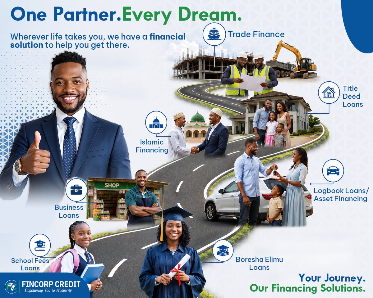 FinCorpCredit's tweet photo. Every big dream starts with a single step and the right financial partner.

For more info call 0706355355 or dial *827#

#financialpartner #smes #workingcapital #fincorpcredit https://t.co/pQu8UZZlmI