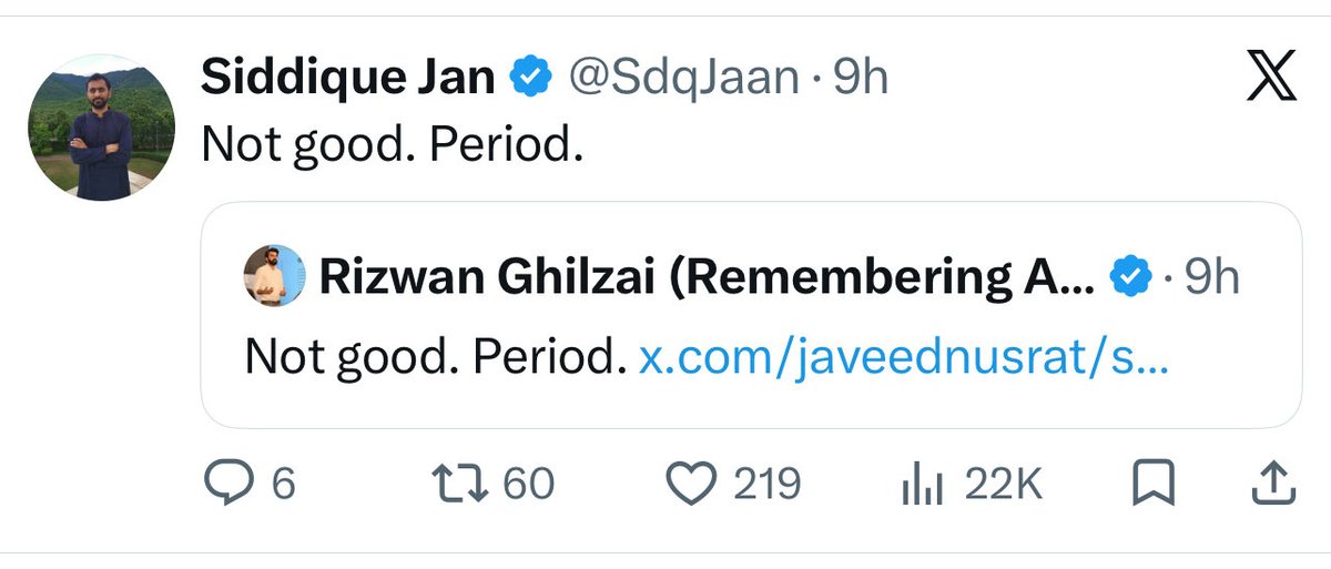 RashdiSuleman's tweet photo. صحافیوں کا حال دیکھیں۔ اِن کی ہمت نہیں ہورہی کہ کچھ بول سکیں ایک دوسرے کو not good.period کہہ کر اپنی صحافیانہ ذمہ داریاں پوری کر رہے ہیں۔ 
بھائی بولو نا what not good? کہتے کیوں نہیں؟؟؟ 
@SdqJaan @rizwanghilzai @javeednusrat https://t.co/Ef5vhXUrL1