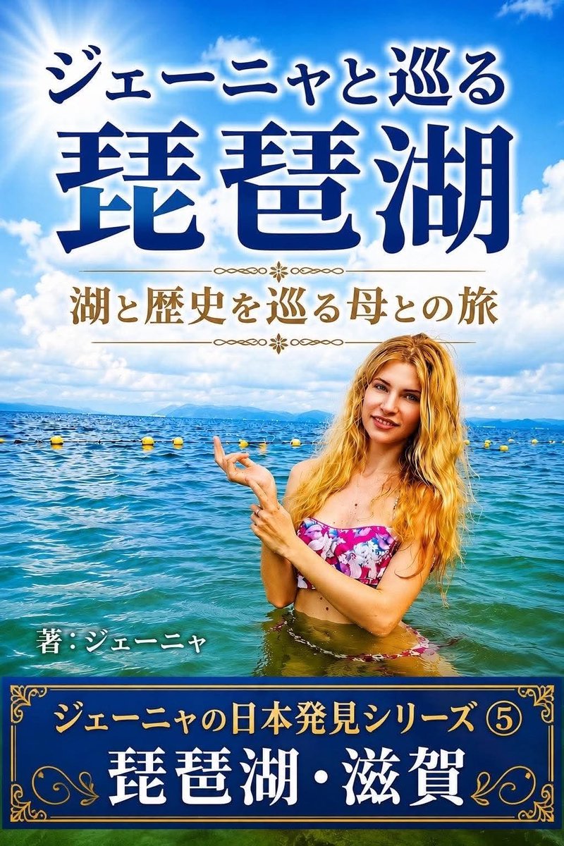 jenya_JPN_RUS's tweet photo. 今回の電子書籍のテーマは
私の大好きな琵琶湖です！

日本最大の湖・琵琶湖は、
四百万年もの歴史を持つ世界有数の古代湖です。
本書では、ロシア出身のジェーニャが、
お母さんとともに滋賀県を巡りながら、
日本人だからこそ見落としがちな魅力を、
外国人の視点で紹介します。

比叡山延暦寺、彦根��、長浜城、
安土城跡、竹生島、白鬚神社、近江八幡、
黒壁スクエアなどの名所をはじめ、
信楽焼や近江牛、鮒ずし、ビワイチなど、
滋賀ならではの文化や食も豊富に掲載しました。

さらに、近江商人、日本仏教、戦国時代、
琵琶湖の自然環境なども、
歴史的背景を交えながらわかりやすく解説しています。

豊富なカラー写真とともに巡る、
知的で心温まる母娘二人旅。
初めて滋賀を訪れる方はもちろん、
何度も訪れている方にも新しい発見がある一冊です。
さあ、四季折々に美しい琵琶湖へ、
一緒に旅に出かけましょう！

99円のキャンペーン中
https://t.co/BQoce4eUzZ

＃琵琶湖　＃滋賀県